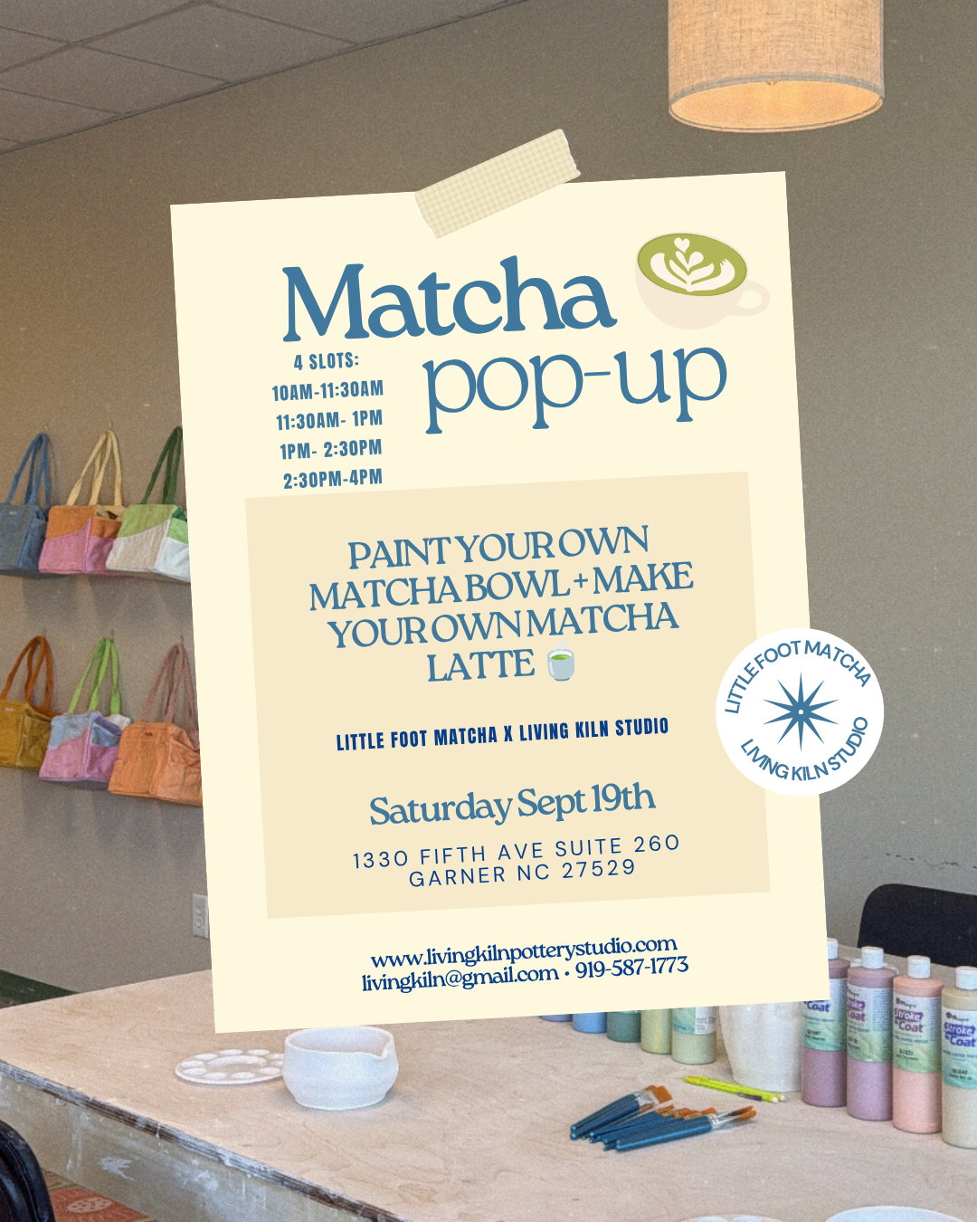 Matcha Pop-Up Sept 19th 10AM-11:30AM slot